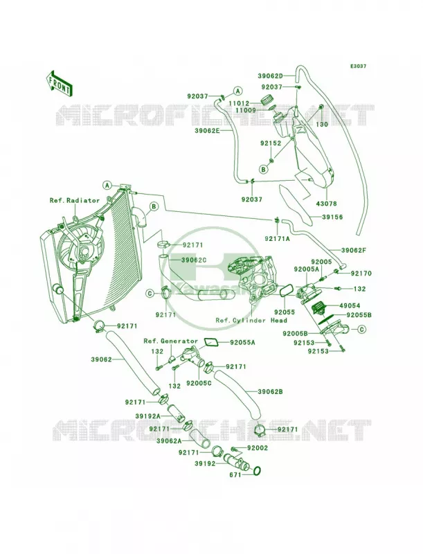 Water Pipe Kawasaki MOTOS 1000 2014 Ninja ZX-10R ABS  ZX1000KEF
