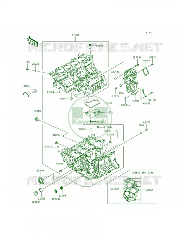 Crankcase Kawasaki MOTOS 636 2014 Ninja ZX-6R  ZX636EEF