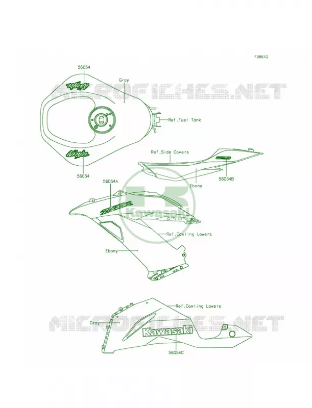 DecalsGrayEFF Kawasaki MOTOS 636 2014 Ninja ZX-6R  ZX636EEF