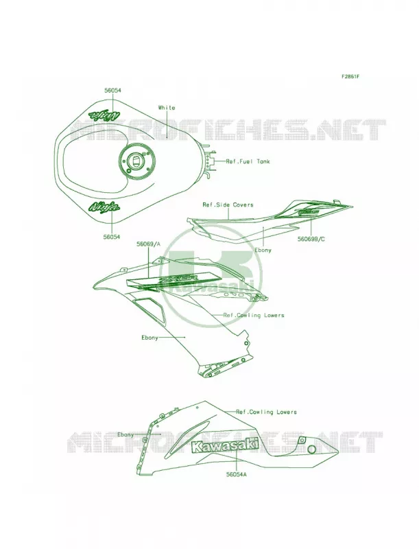 DecalsP.F.C.WhiteEEFCAUS Kawasaki MOTOS 636 2014 Ninja ZX-6R  ZX636EEF
