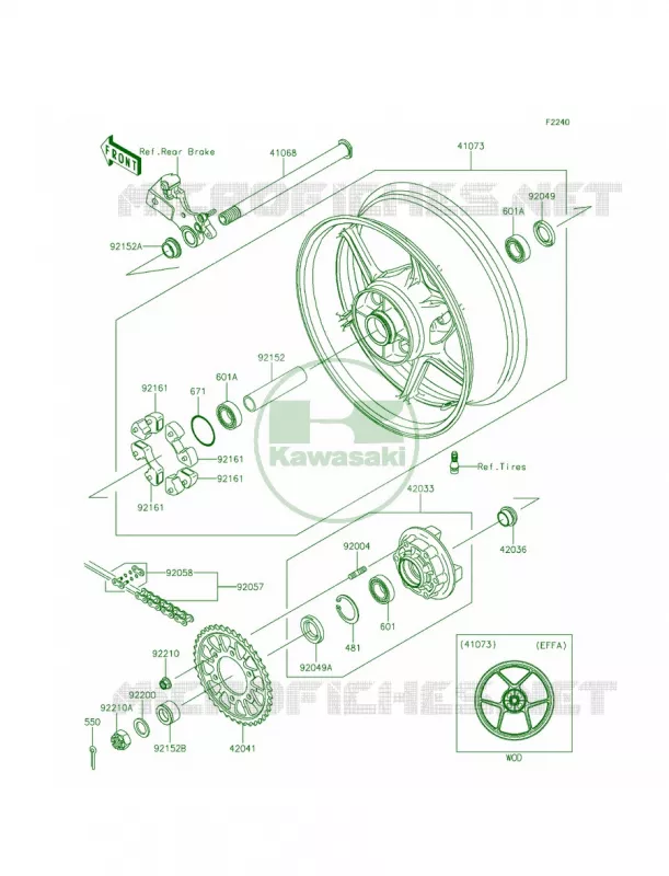 Rear WheelChain Kawasaki MOTOS 636 2014 Ninja ZX-6R  ZX636EEF