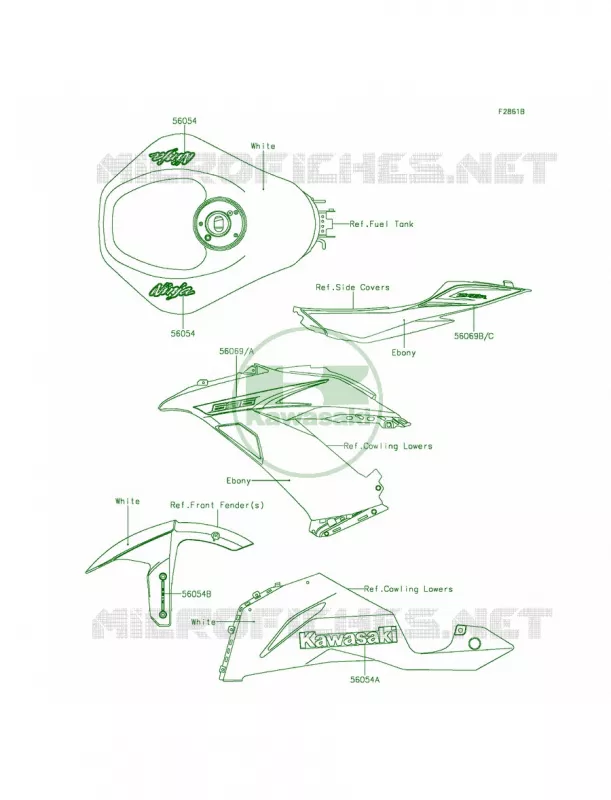 DecalsP.F.S.WhiteFDF Kawasaki MOTOS 636 2014 Ninja ZX-6R ABS  ZX636FEF