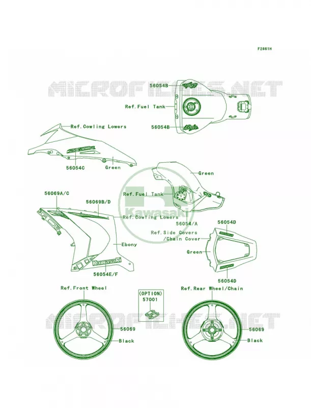 DecalsGreenJEF Kawasaki MOTOS 1000 2013 Ninja ZX-10R  ZX1000JDF