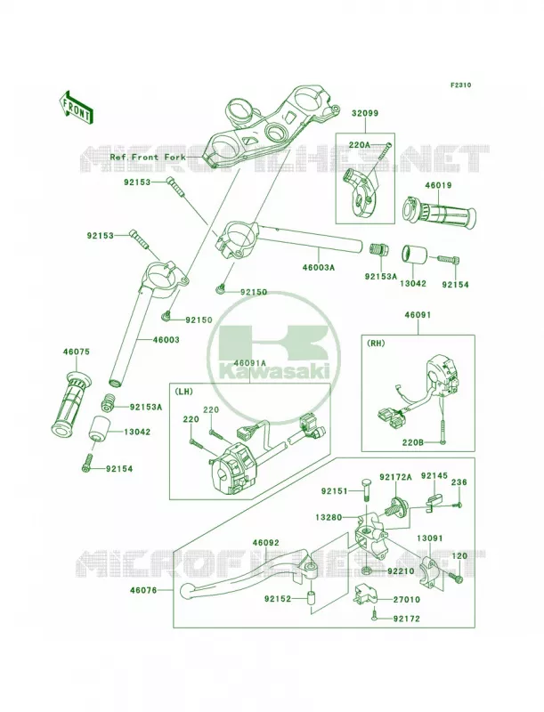 Handlebar Kawasaki MOTOS 1000 2013 Ninja ZX-10R  ZX1000JDF