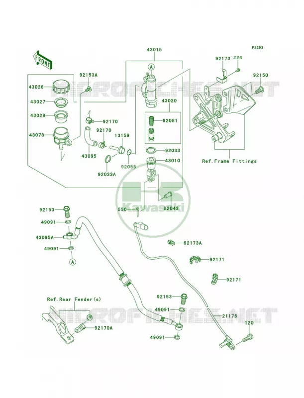 Rear Master Cylinder Kawasaki MOTOS 1000 2013 Ninja ZX-10R  ZX1000JDF