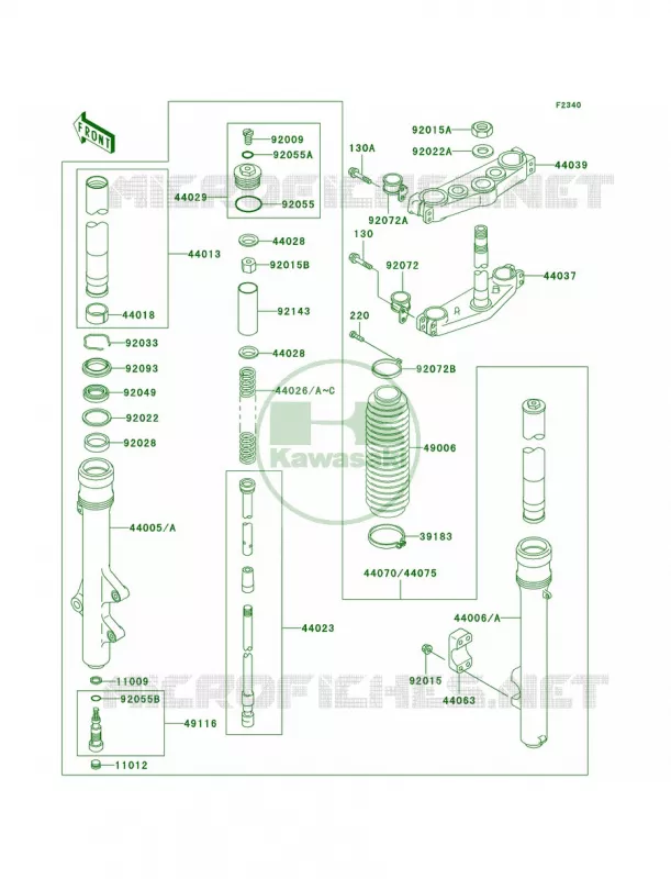 Front Fork Kawasaki MOTOS 200 2003 KDX200  KDX200-H9