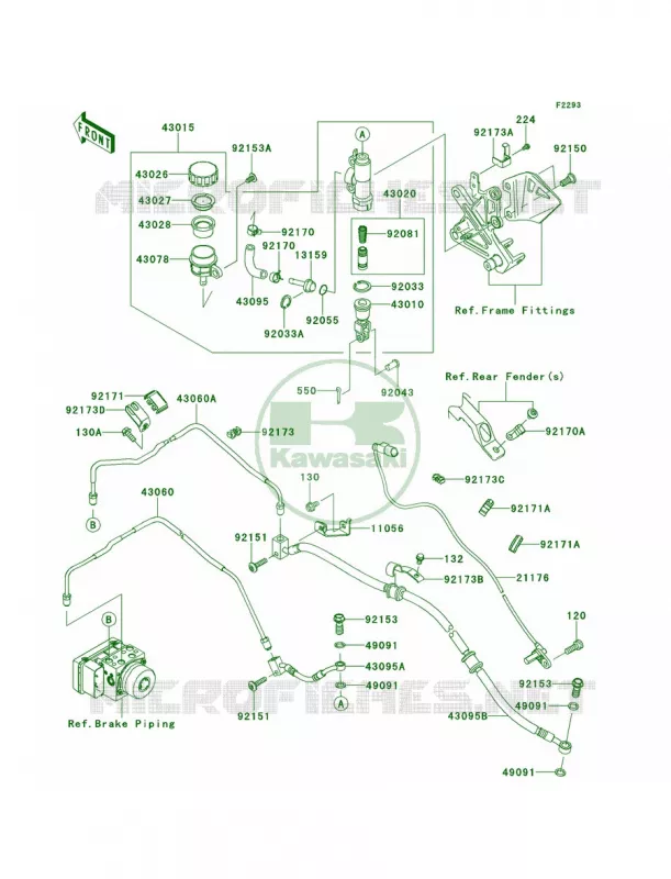 Rear Master Cylinder Kawasaki MOTOS 1000 2013 Ninja ZX-10R ABS  ZX1000KDF
