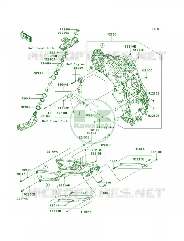 Frame Kawasaki MOTOS 1400 2013 Ninja ZX-14R  ZX1400EDF