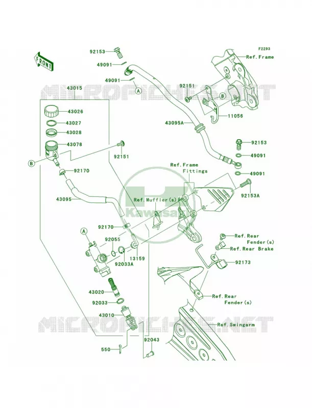 Rear Master Cylinder Kawasaki MOTOS 636 2013 Ninja ZX-6R   ZX636EDF