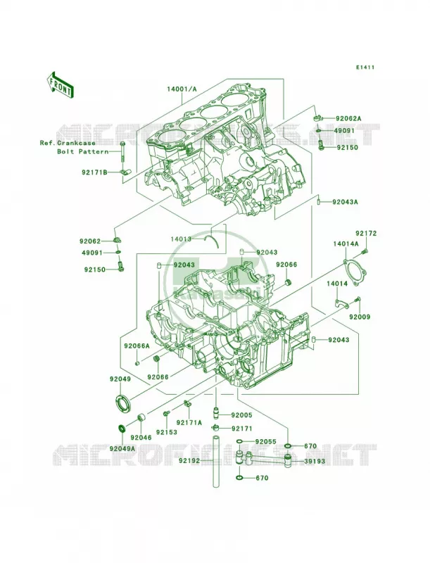 Crankcase Kawasaki MOTOS 1400 2012 Ninja ZX-14R  ZX1400ECF