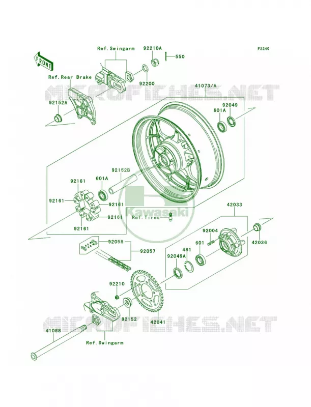 Rear WheelChain Kawasaki MOTOS 1400 2012 Ninja ZX-14R  ZX1400ECF