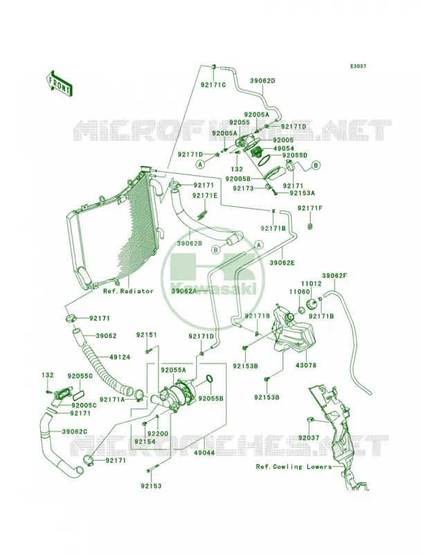 Water Pipe Kawasaki MOTOS 1400 2012 Ninja ZX-14R  ZX1400ECF