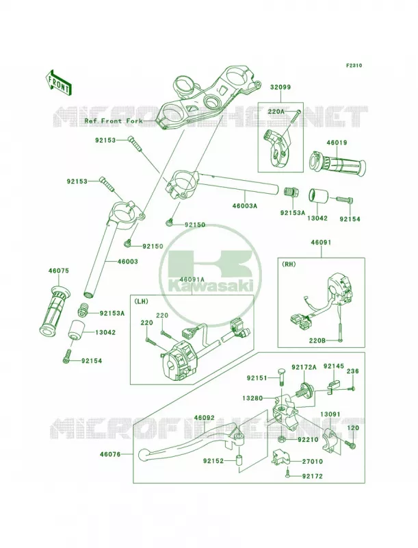 Handlebar Kawasaki MOTOS 1000 2012 Ninja ZX-10R  ZX1000JCF