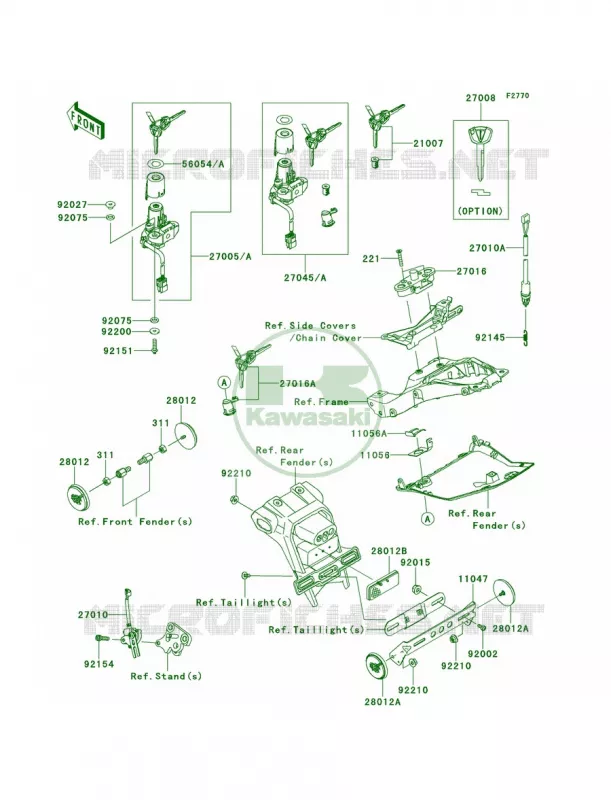 Ignition SwitchLocksReflectors Kawasaki MOTOS 1000 2012 Ninja ZX-10R  ZX1000JCF