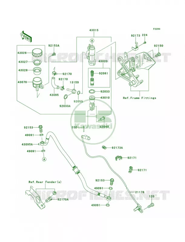 Rear Master Cylinder Kawasaki MOTOS 1000 2012 Ninja ZX-10R  ZX1000JCF