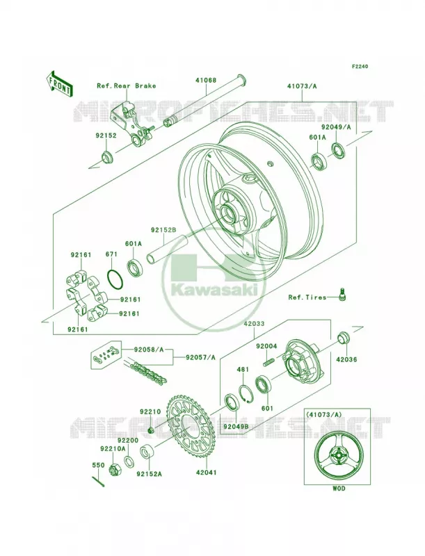 Rear WheelChain Kawasaki MOTOS 1000 2012 Ninja ZX-10R  ZX1000JCF