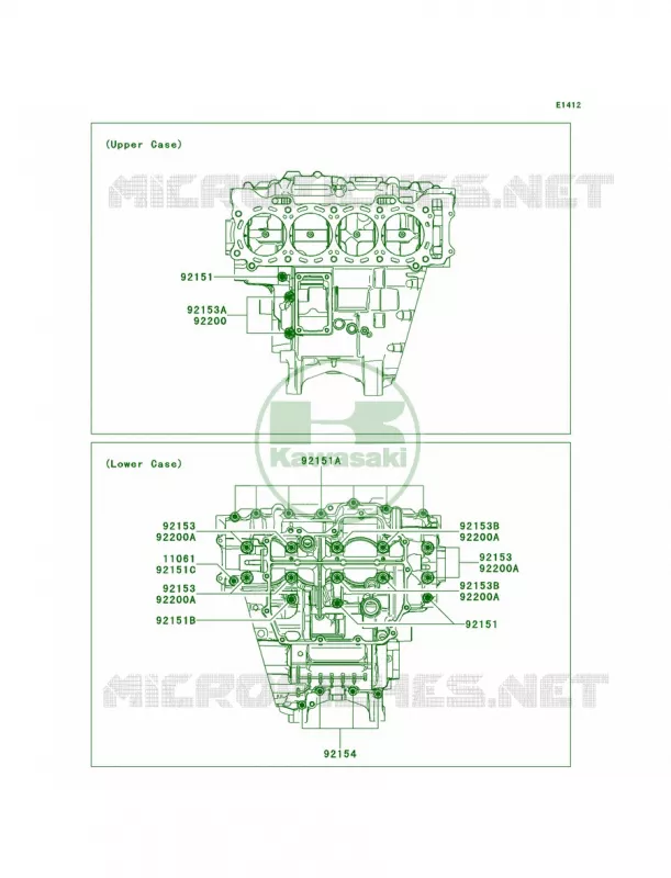 Crankcase Bolt Pattern Kawasaki MOTOS 1000 2012 Ninja ZX-10R ABS  ZX1000KCF