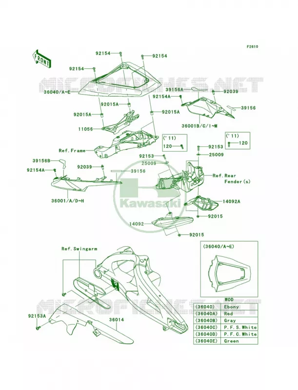 Side CoversChain Cover Kawasaki MOTOS 1000 2012 Ninja ZX-10R ABS  ZX1000KCF
