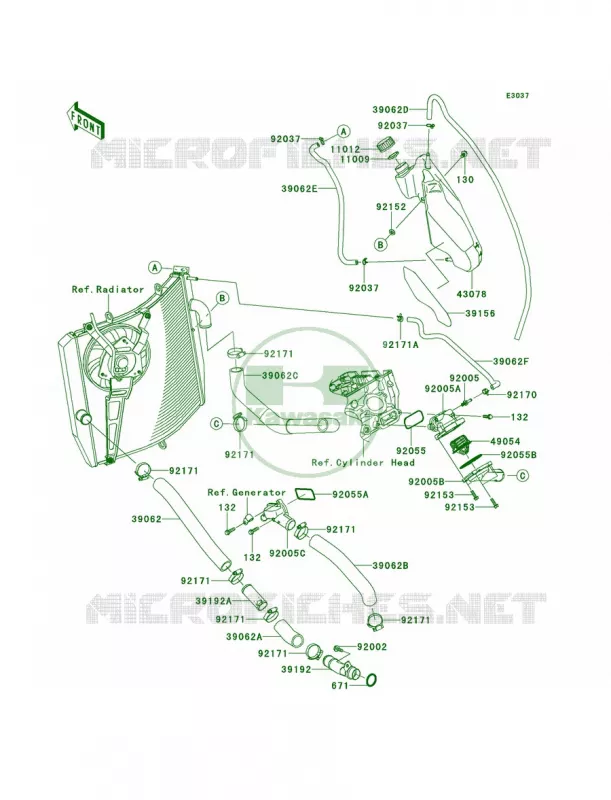 Water Pipe Kawasaki MOTOS 1000 2012 Ninja ZX-10R ABS  ZX1000KCF
