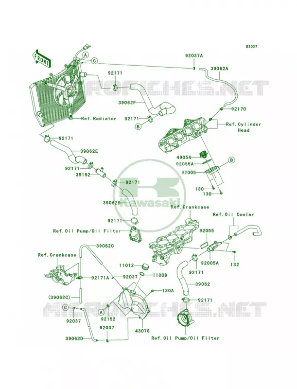 Water Pipe Kawasaki MOTOS 600 2012 Ninja ZX-6R  ZX600RCF