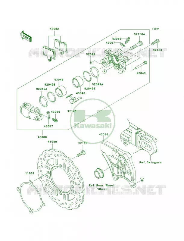 Rear Brake Kawasaki MOTOS 1400 2011 Ninja ZX-14  ZX1400CBF