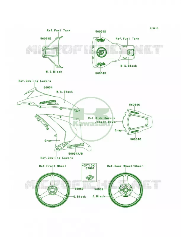 DecalsGrayJCFCAUS Kawasaki MOTOS 1000 2011 Ninja ZX-10R  ZX1000JBF