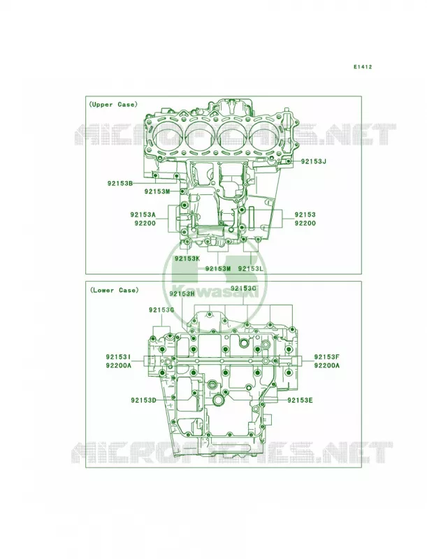 Crankcase Bolt Pattern Kawasaki MOTOS 1400 2010 Ninja ZX-14  ZX1400CAF