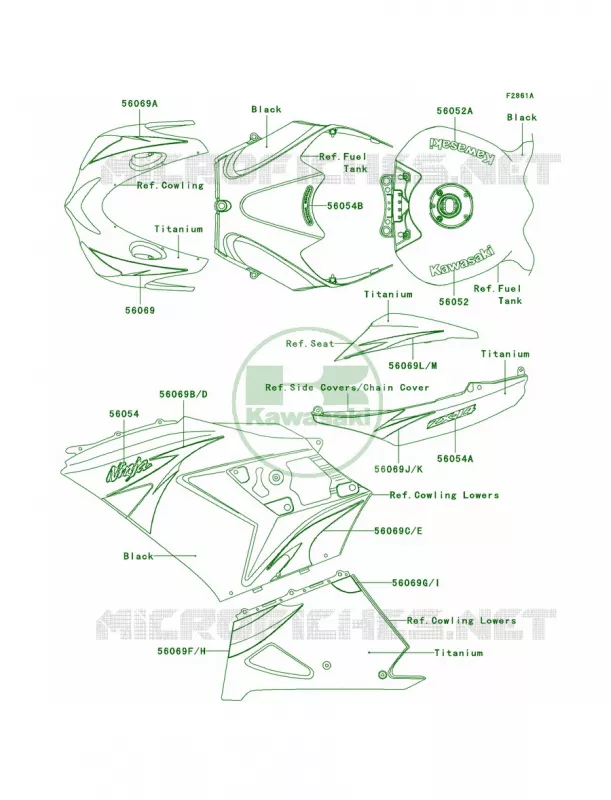 DecalsTitaniumCAFA Kawasaki MOTOS 1400 2010 Ninja ZX-14  ZX1400CAF