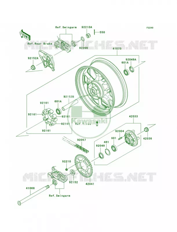 Rear WheelChain Kawasaki MOTOS 1400 2010 Ninja ZX-14  ZX1400CAF