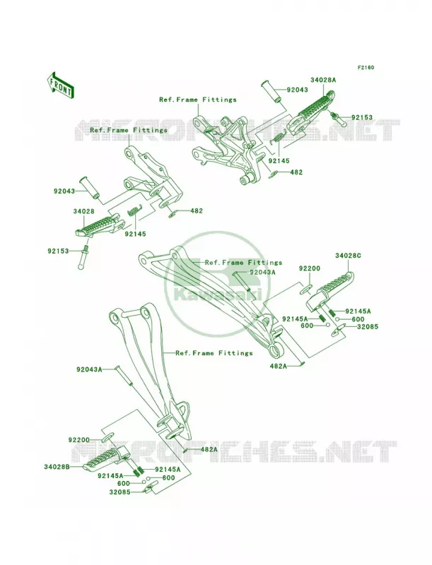 Footrests Kawasaki MOTOS 1000 2010 Ninja ZX-10R  ZX1000FAF