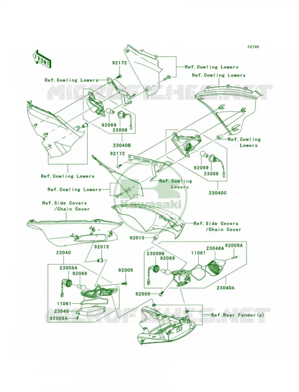 Turn Signals Kawasaki MOTOS 1400 2009 Ninja ZX-14  ZX1400C9F
