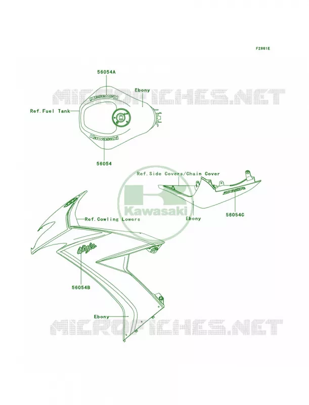 DecalsEbonyE9F Kawasaki MOTOS 1000 2009 Ninja ZX-10R  ZX1000E9F