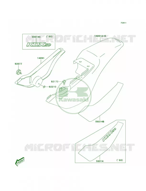 Side Covers Kawasaki MOTOS 50 2003 KDX50  KDX50-A1