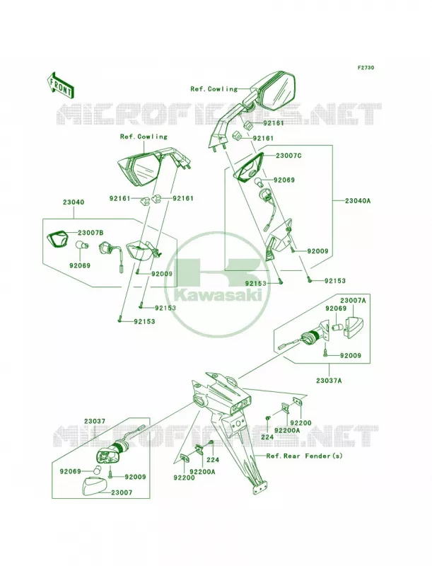 Turn Signals Kawasaki MOTOS 1000 2008 Ninja ZX-10R  ZX1000E8F