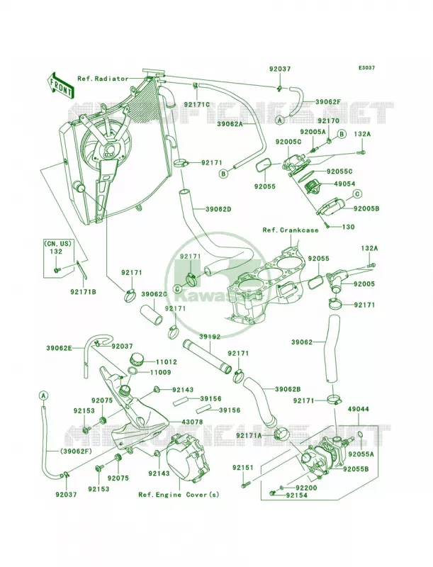 Water Pipe Kawasaki MOTOS 1000 2008 Ninja ZX-10R  ZX1000E8F