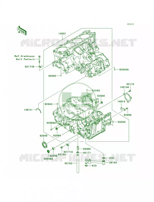 Crankcase Kawasaki MOTOS 1400 2008 Ninja ZX-14  ZX1400C8F