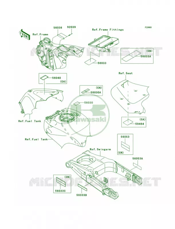 Labels Kawasaki MOTOS 1400 2008 Ninja ZX-14  ZX1400C8F