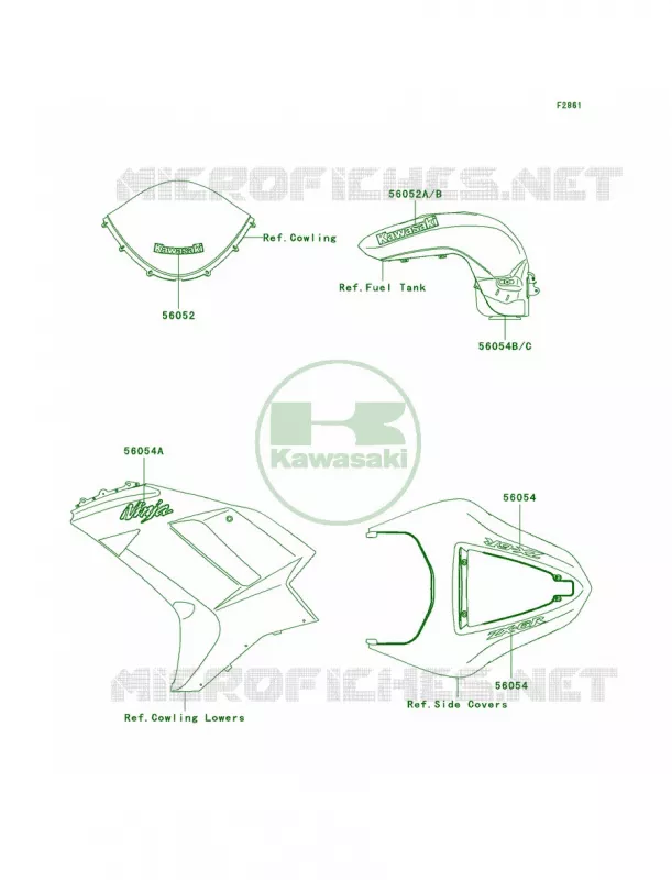 DecalsSilverP7F Kawasaki MOTOS 600 2008 Ninja ZX-6R  ZX600P8F