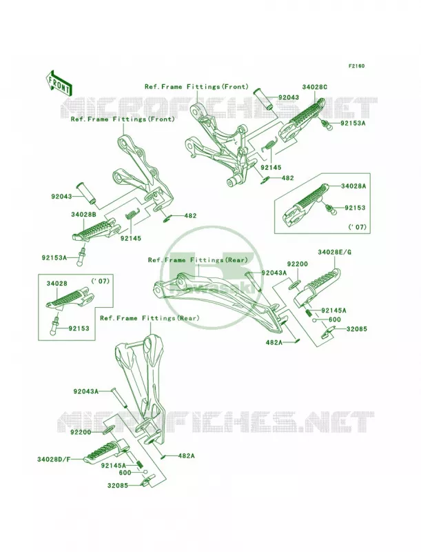 Footrests Kawasaki MOTOS 600 2008 Ninja ZX-6R  ZX600P8F