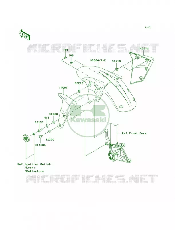 Front Fenders Kawasaki MOTOS 600 2008 Ninja ZX-6R  ZX600P8F