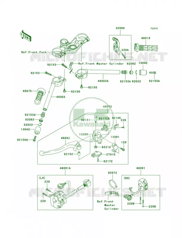 Handlebar Kawasaki MOTOS 600 2008 Ninja ZX-6R  ZX600P8F
