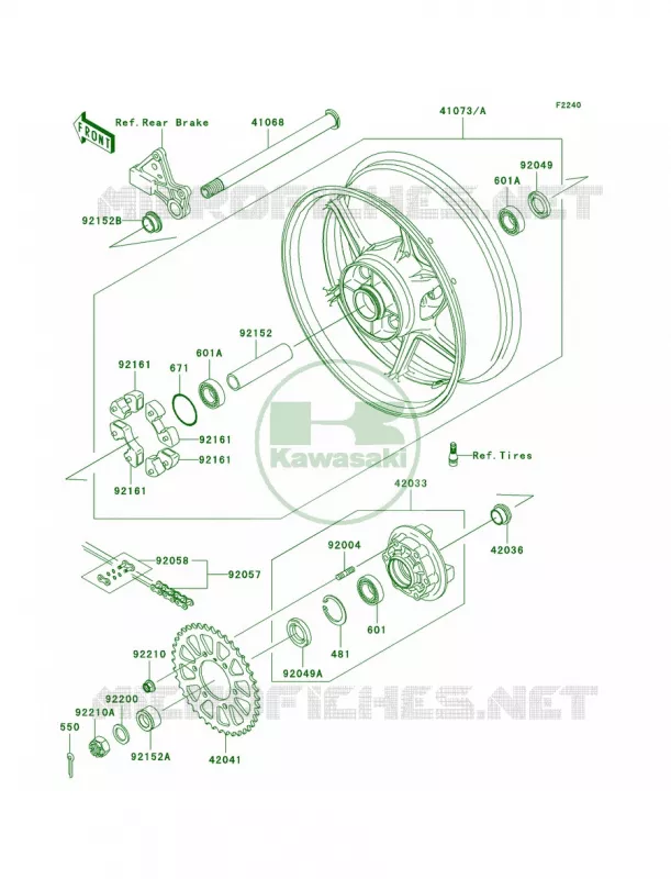 Rear Hub Kawasaki MOTOS 600 2008 Ninja ZX-6R  ZX600P8F