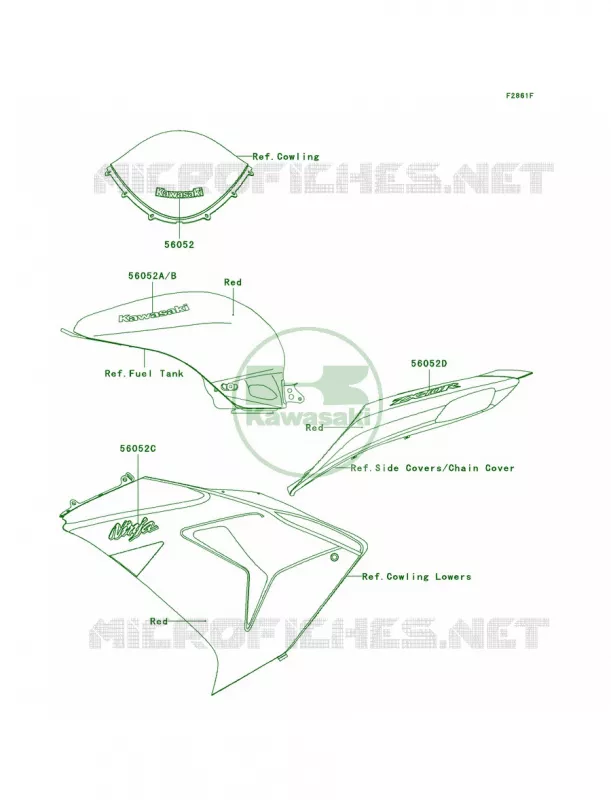DecalsRedD7FCAUS Kawasaki MOTOS 1000 2007 Ninja ZX-10R  ZX1000D7FA