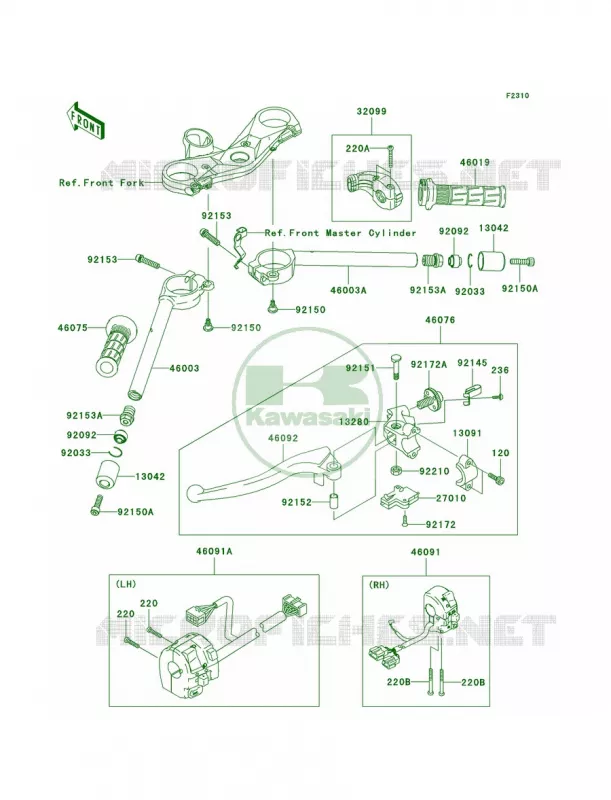 Handlebar Kawasaki MOTOS 1000 2007 Ninja ZX-10R  ZX1000D7FA