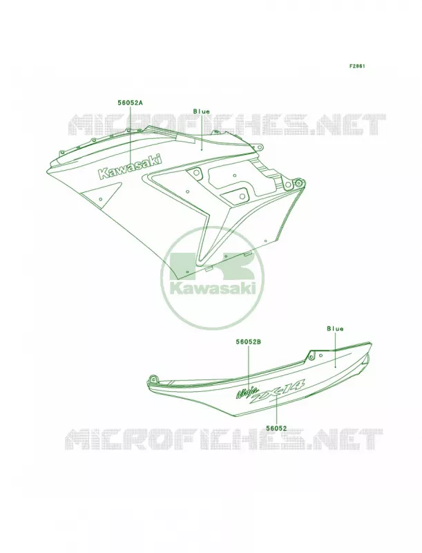 DecalsBlueA6F Kawasaki MOTOS 1400 2007 Ninja ZX-14  ZX1400A7F