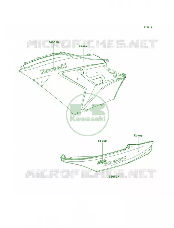 DecalsEbonyA6F Kawasaki MOTOS 1400 2007 Ninja ZX-14  ZX1400A7F