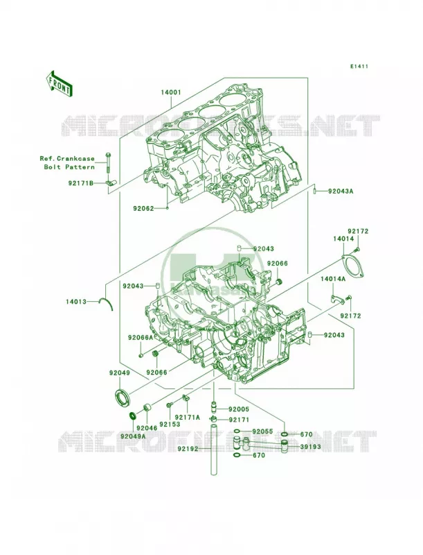 Crankcase Kawasaki MOTOS 1400 2007 Ninja ZX-14  ZX1400A7FA