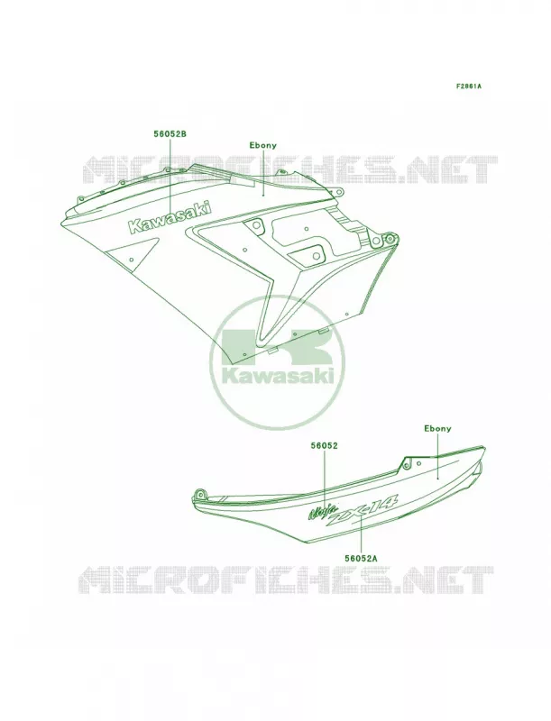 DecalsEbonyA6F Kawasaki MOTOS 1400 2007 Ninja ZX-14  ZX1400A7FA