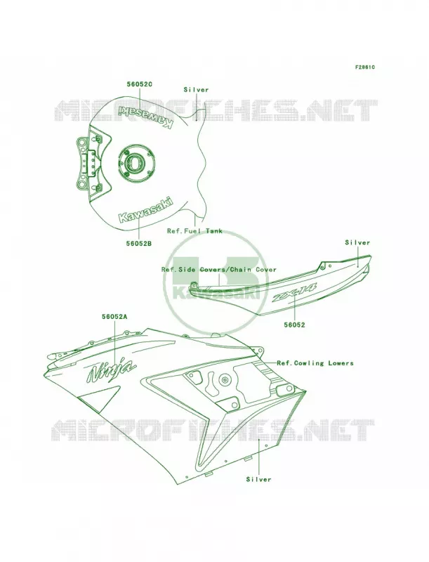 DecalsSilverA7FCN Kawasaki MOTOS 1400 2007 Ninja ZX-14  ZX1400A7FA