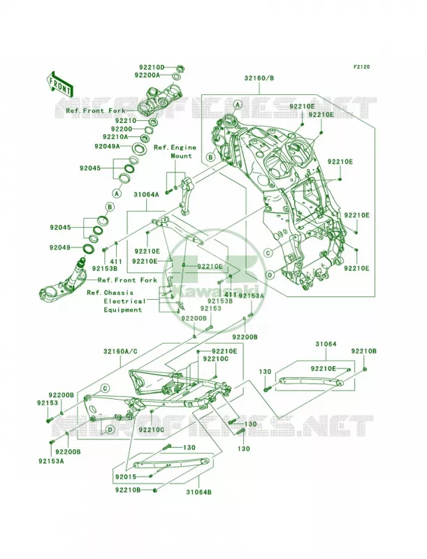Frame Kawasaki MOTOS 1400 2007 Ninja ZX-14  ZX1400A7FA